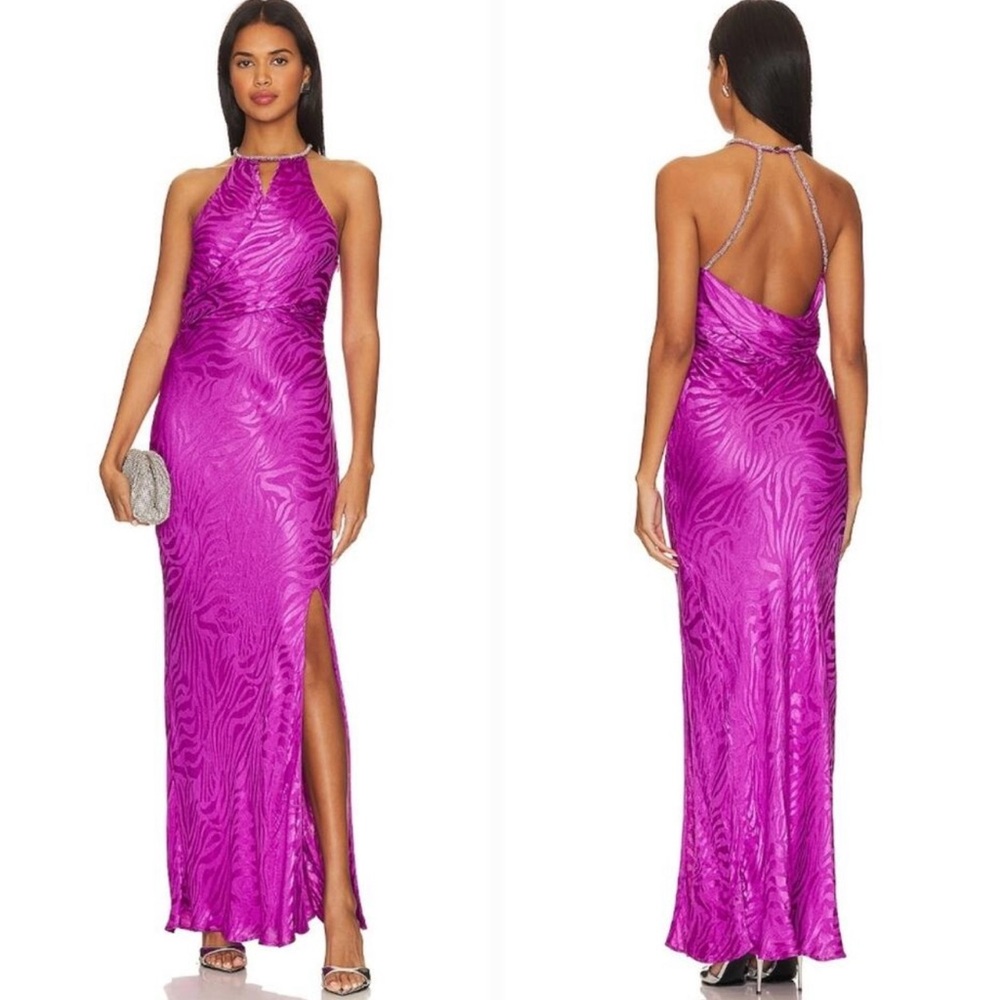 SAYLOR Vibrant Pink Halter Maxi Dress